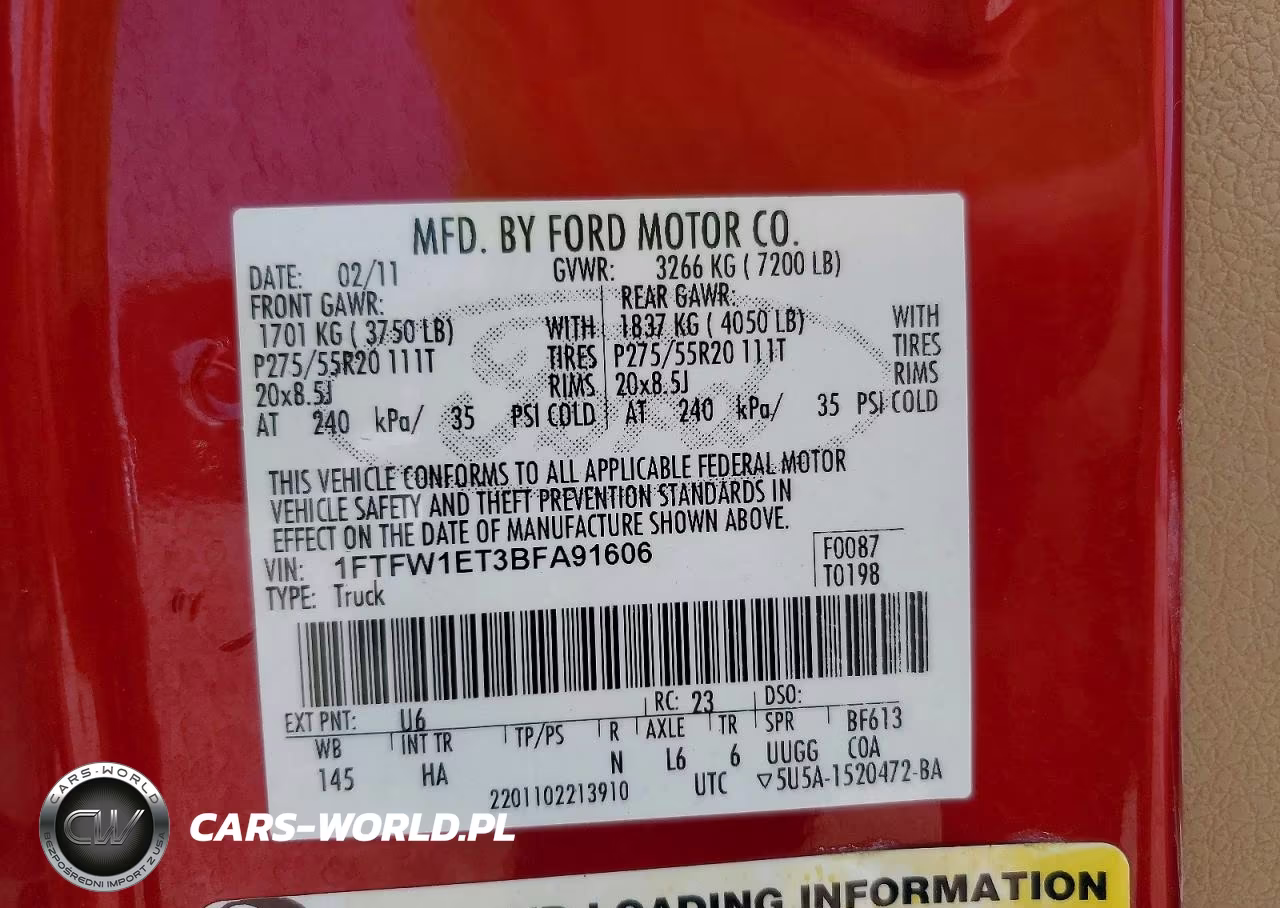 2011 Ford F150 Supercrew VIN:1FTFW1ET3BFA91606 - 13