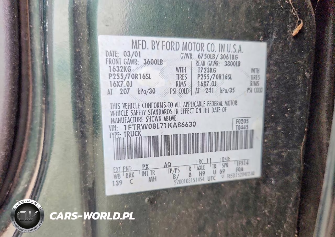 2001 Ford F150 Supercrew VIN:1FTRW08L71KA86630 - 12