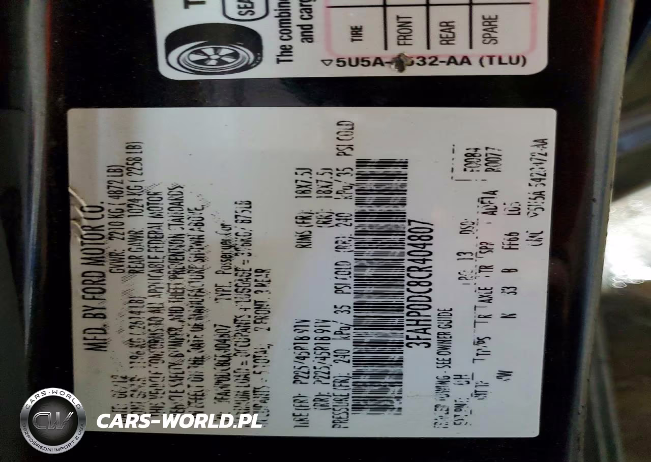 2012 Ford Fusion Sport VIN:3FAHP0DC8CR404807 - 12