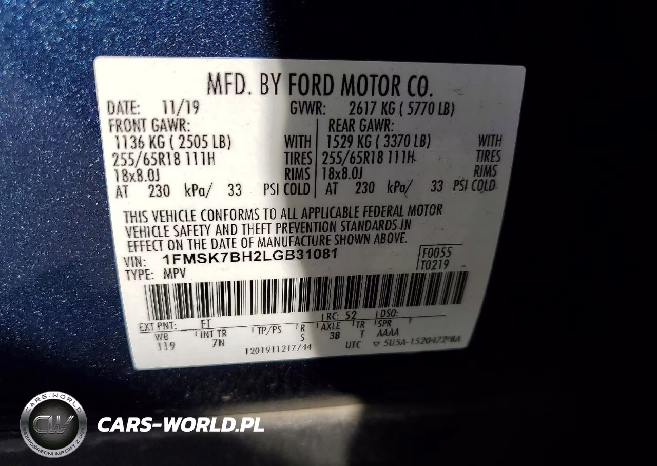 2020 Ford Explorer VIN:1FMSK7BH2LGB31081 - 13