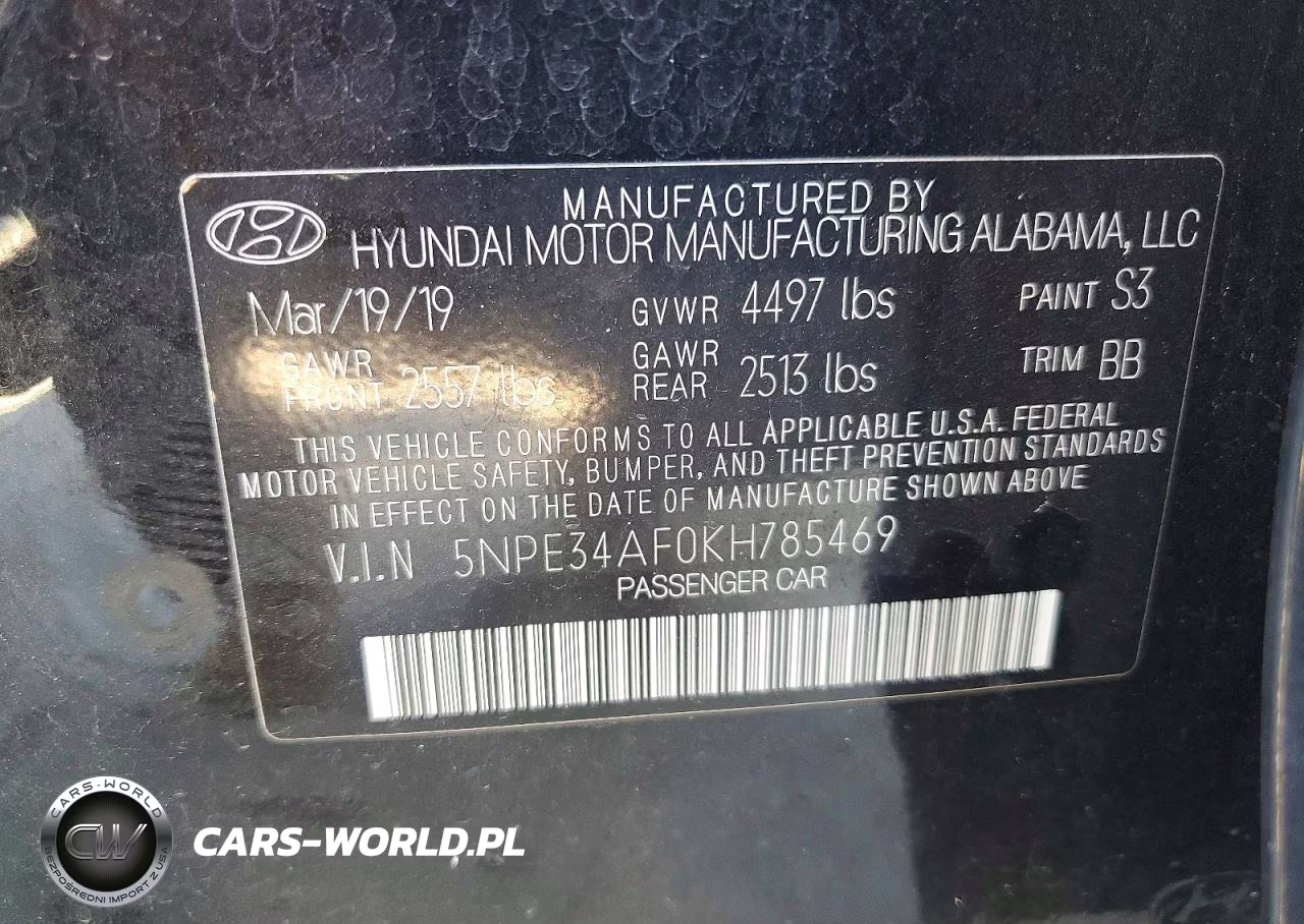 2019 Hyundai Sonata Sel VIN:5NPE34AF0KH785469 - 13