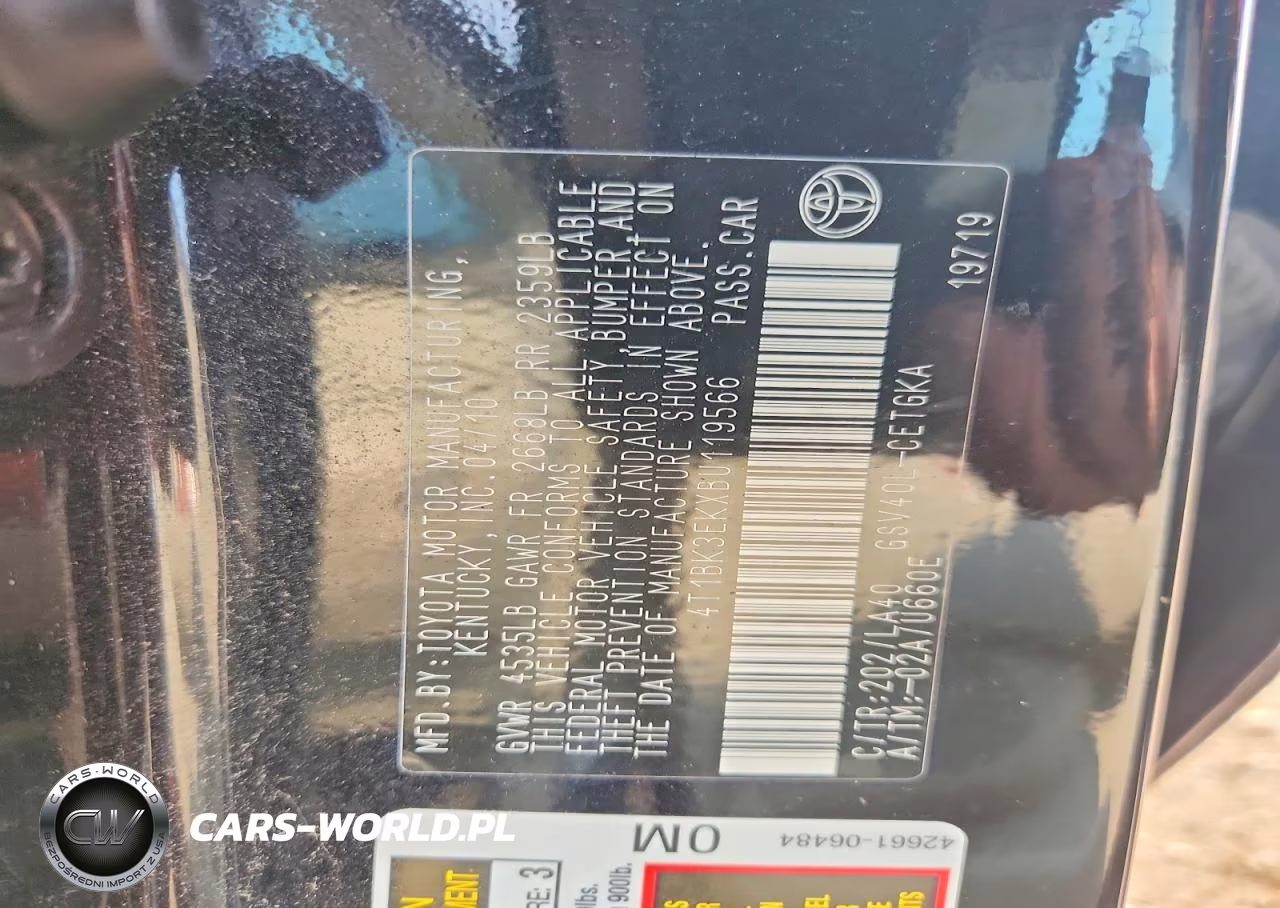 2011 Toyota Camry Xle V6 VIN:4T1BK3EKXBU119566 - 12