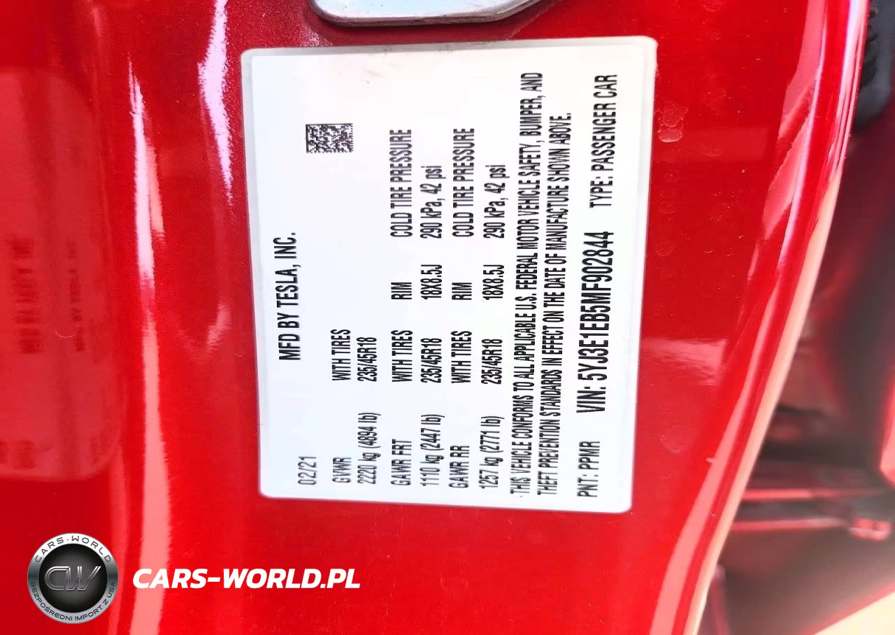 2021 Tesla Model 3 VIN:5YJ3E1EB5MF902844 - 13