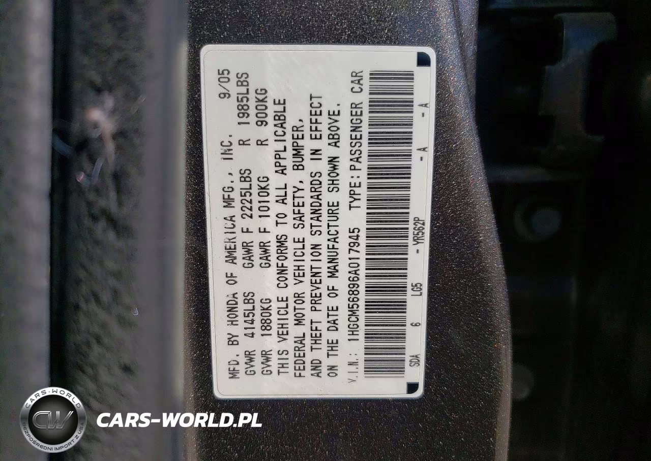 2006 Honda Accord Ex VIN:1HGCM56896A017945 - 12