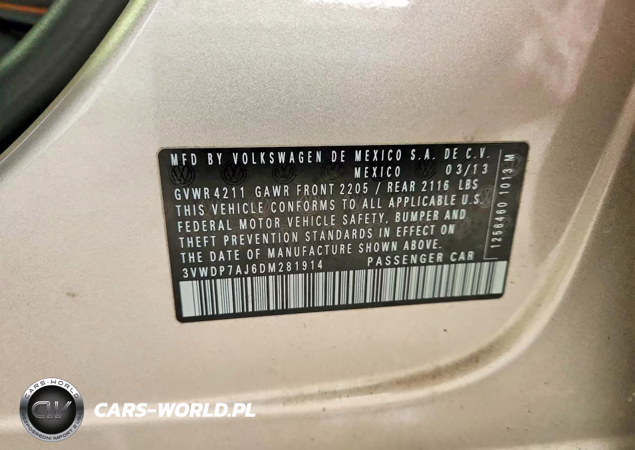 2013 Volkswagen Jetta Se VIN:3VWDP7AJ6DM281914 - 12