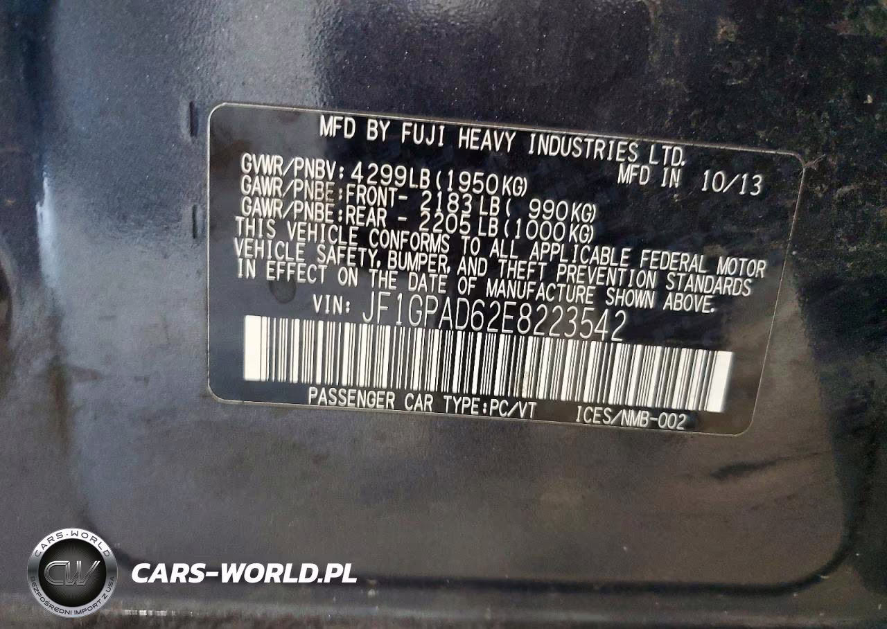 2014 Subaru Impreza Premium VIN:JF1GPAD62E8223542 - 14