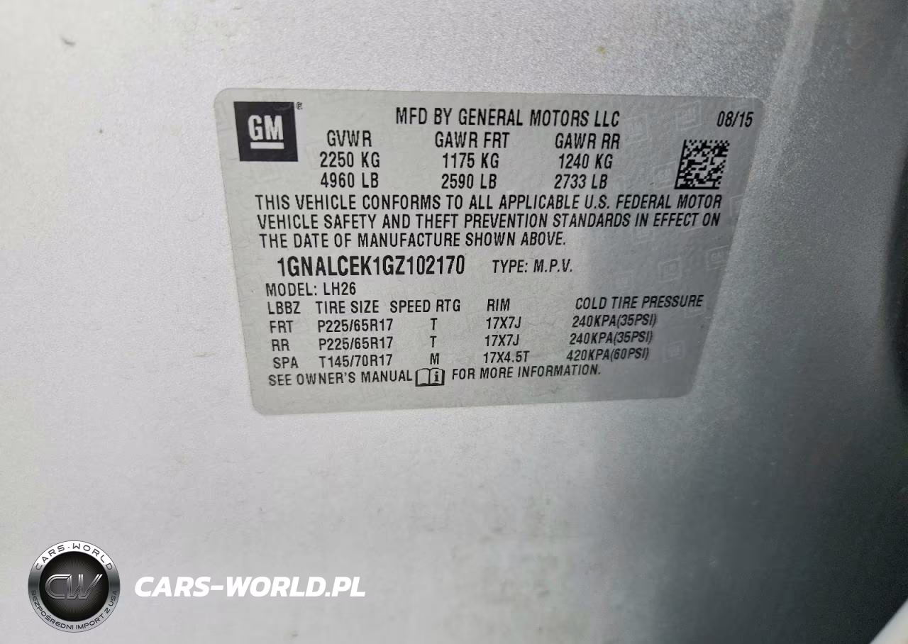 2016 Chevrolet Equinox Lt VIN:1GNALCEK1GZ102170 - 13