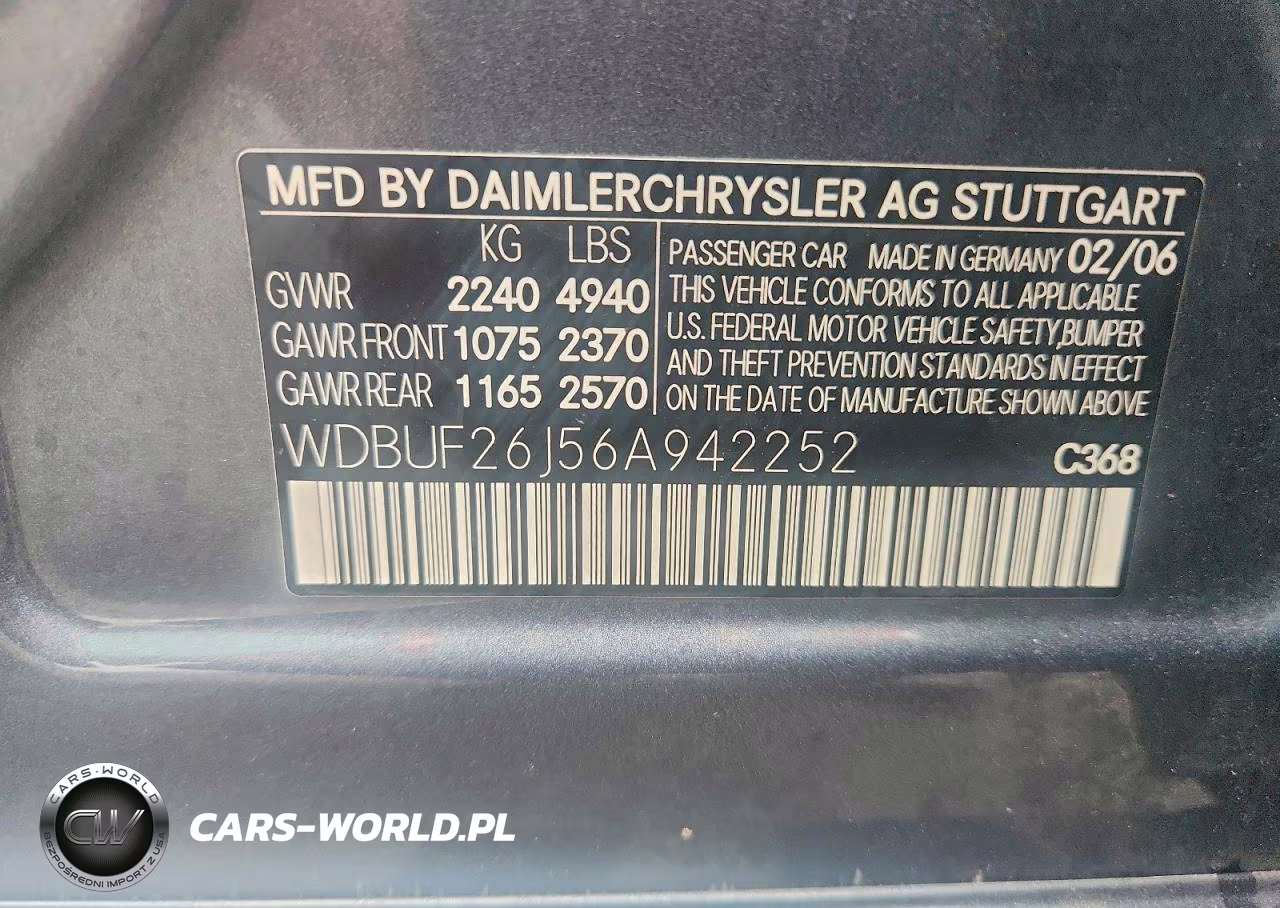 2006 Mercedes-Benz E 320 Cdi VIN:WDBUF26J56A942252 - 12