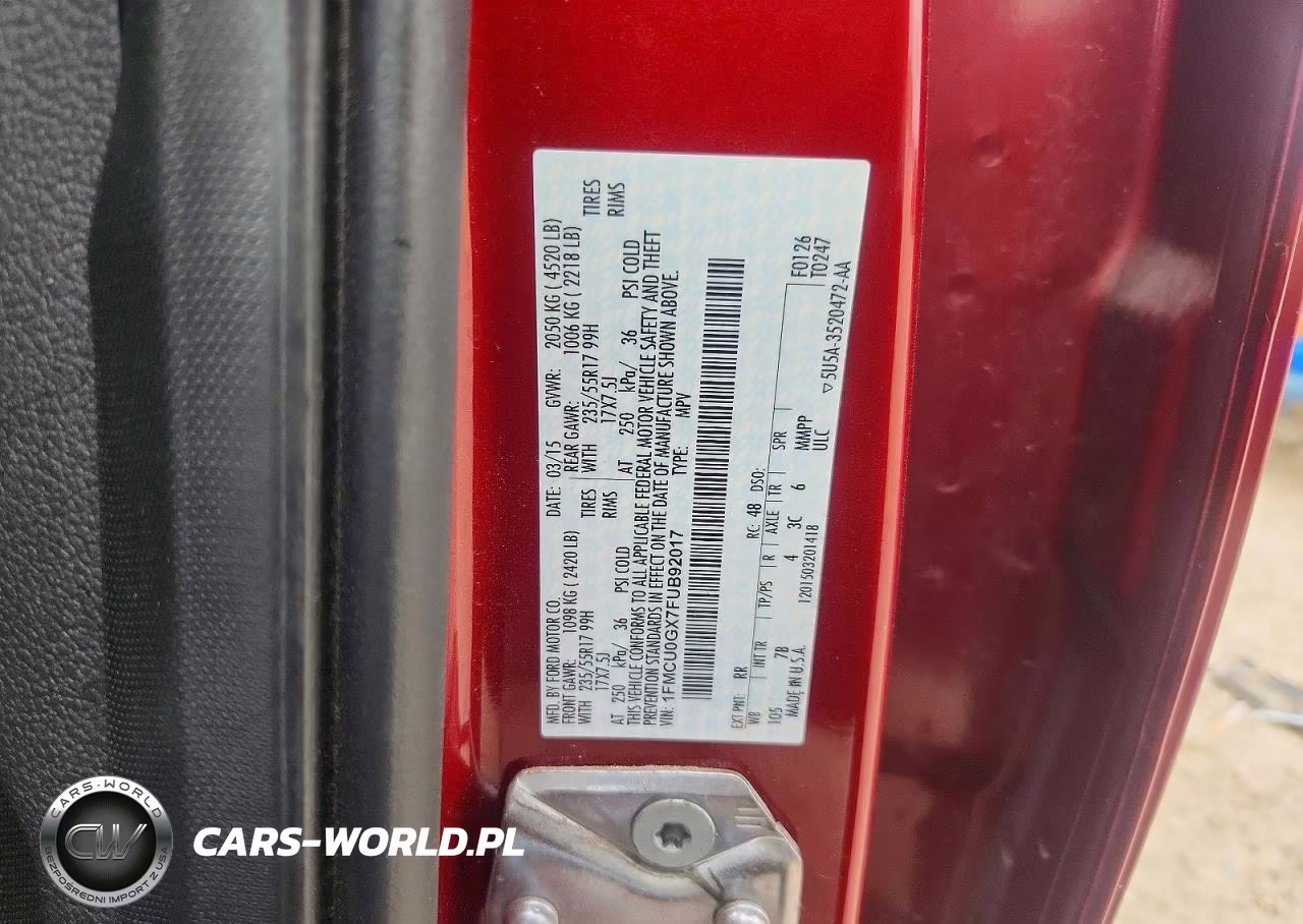 2015 Ford Escape Se VIN:1FMCU0GX7FUB92017 - 12