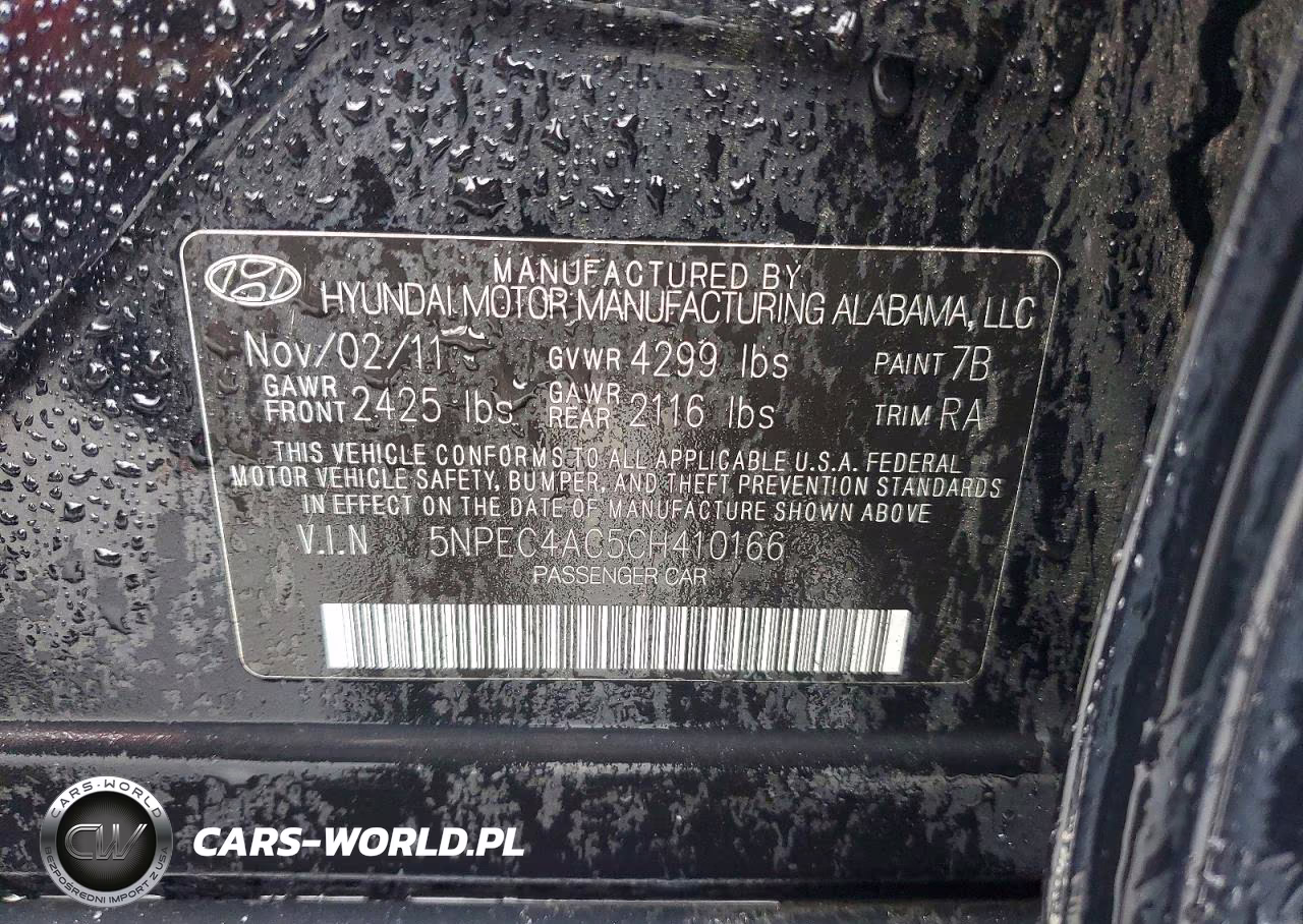 2012 Hyundai Sonata Limited VIN:5NPEC4AC5CH410166 - 12