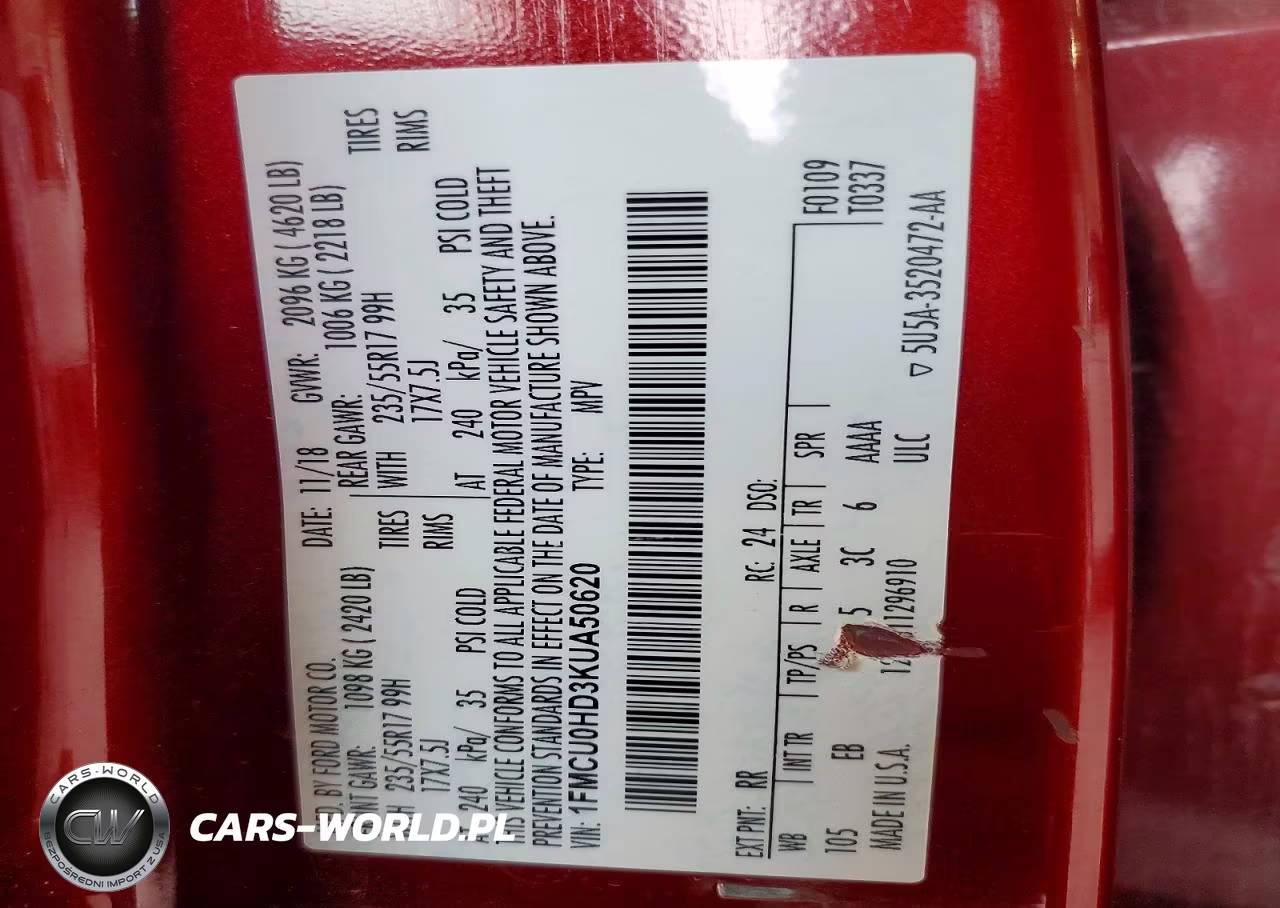 2019 Ford Escape Sel VIN:1FMCU0HD3KUA50620 - 13