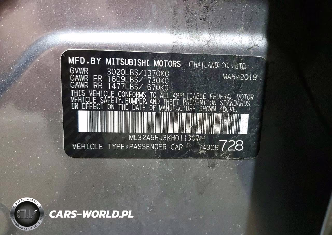 2019 Mitsubishi Mirage Le VIN:ML32A5HJ3KH011307 - 12