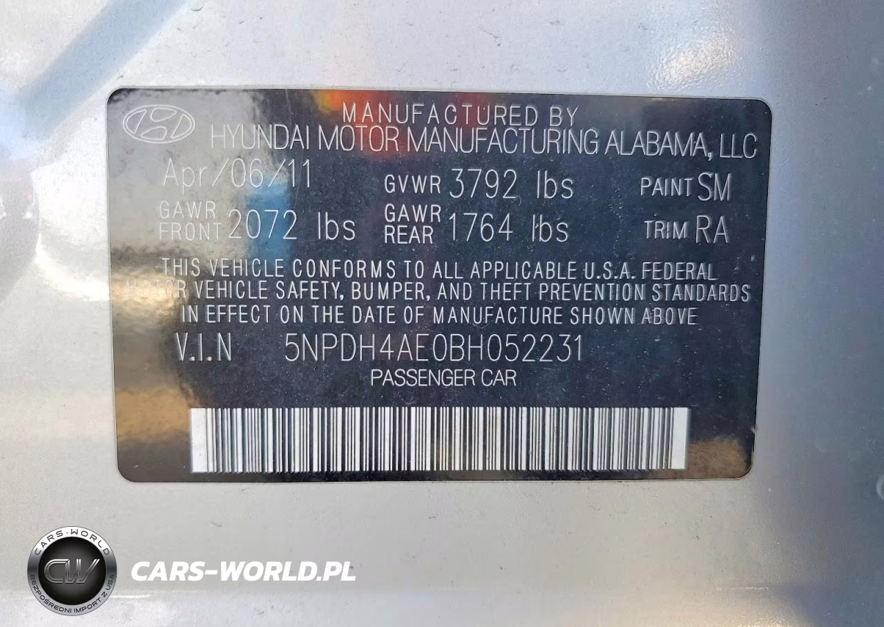 2011 Hyundai Elantra Gls VIN:5NPDH4AE0BH052231 - 12