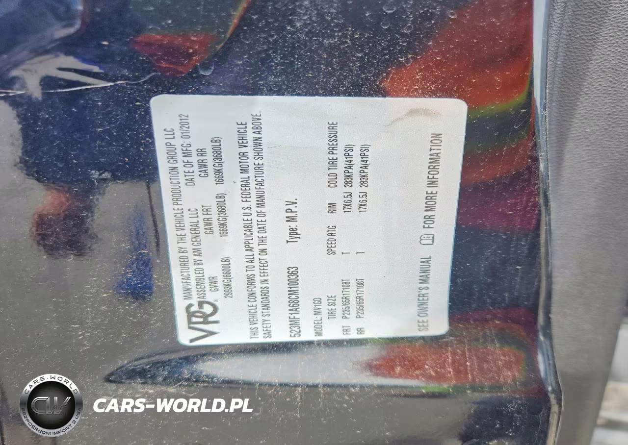 2012 The Vehicle Production Group Mv 1 VIN:523MF1A68CM100363 - 13