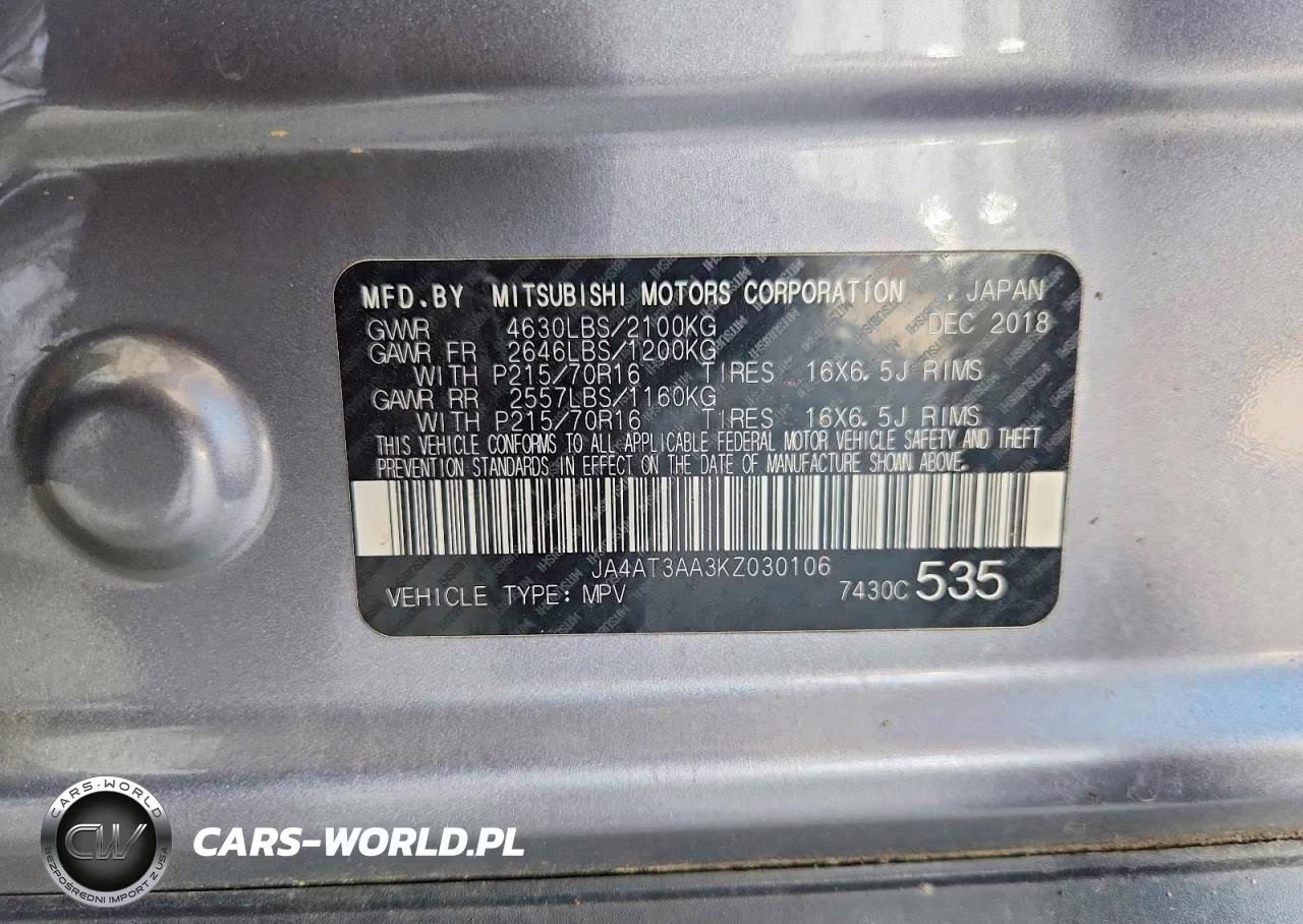 2019 Mitsubishi Eclipse Cross Es VIN:JA4AT3AA3KZ030106 - 12