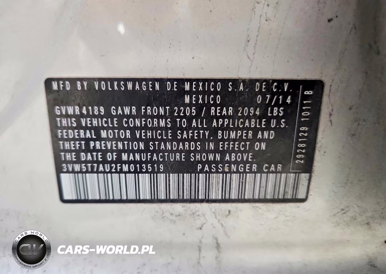 2015 Volkswagen Gti VIN:3VW5T7AU2FM013519 - 13