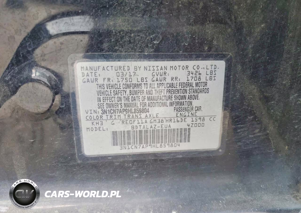2017 Nissan Versa VIN:3N1CN7AP9HL859804 - 12
