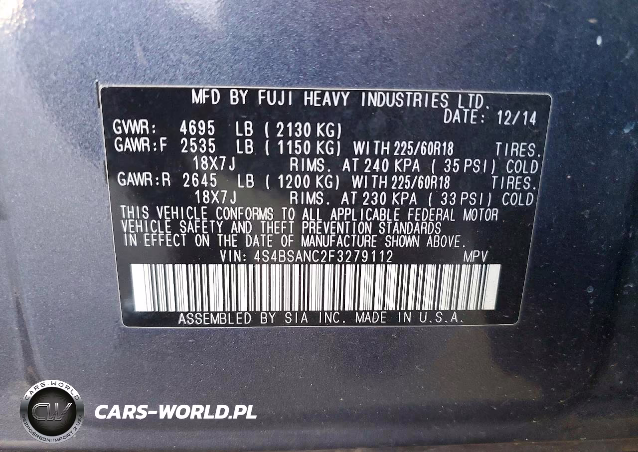 2024 Subaru Outback 2.5I Limited VIN:4S4BSANC2F3279112 - 12