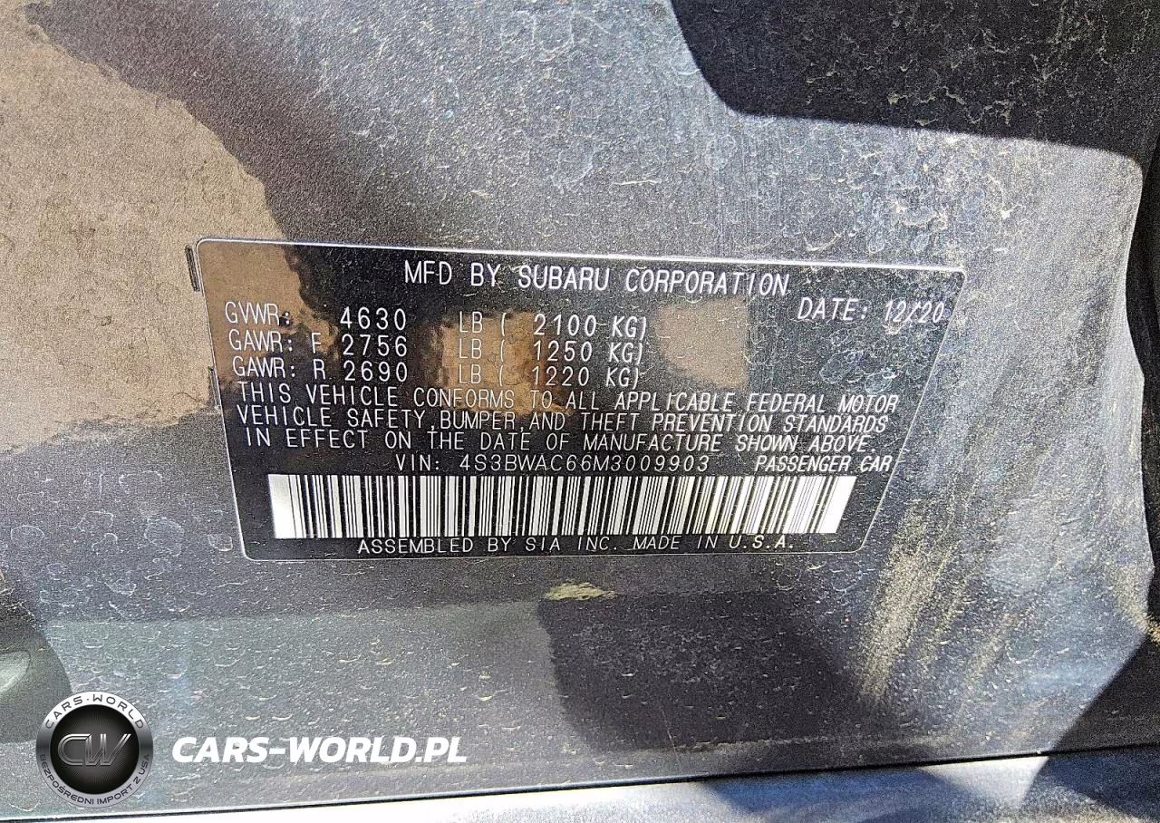 2021 Subaru Legacy Premium VIN:4S3BWAC66M3009903 - 12