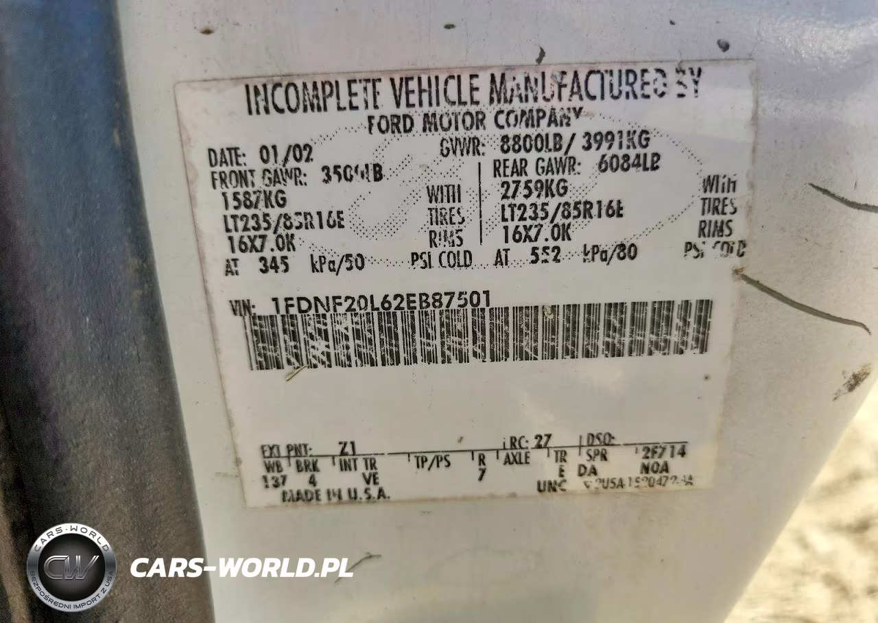 2002 Ford F250 Super Duty VIN:1FDNF20L62EB87501 - 13