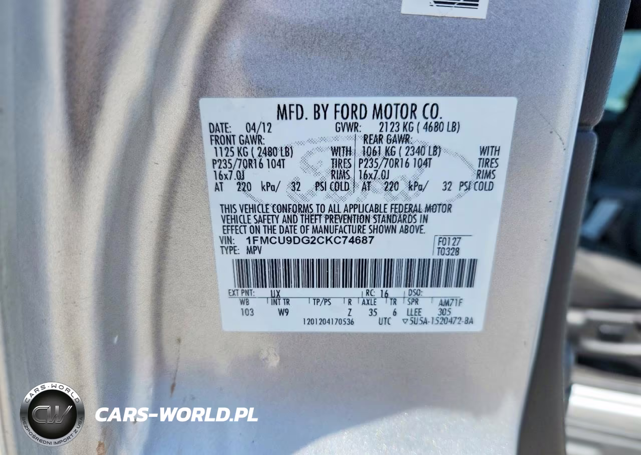 2012 Ford Escape Xlt VIN:1FMCU9DG2CKC74687 - 14