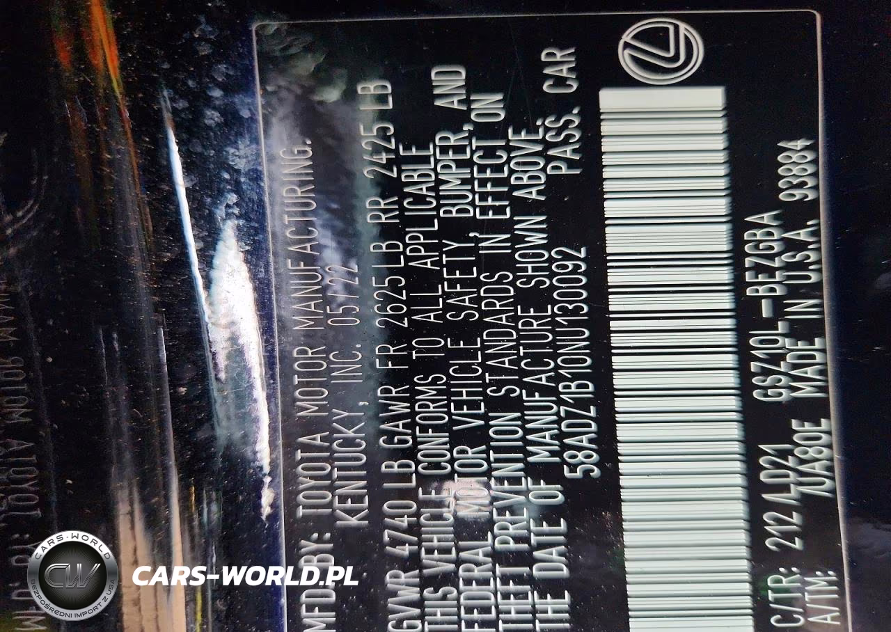 2022 Lexus Es 350 Base VIN:58ADZ1B10NU130092 - 12