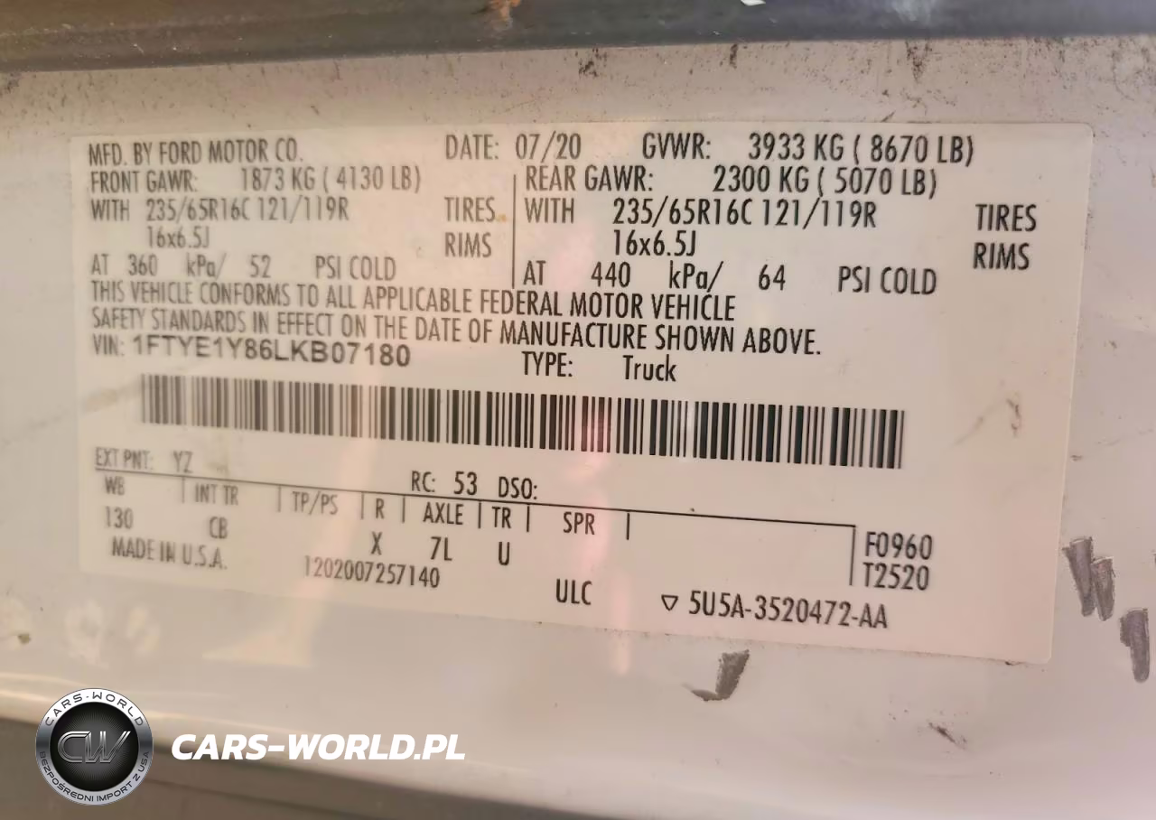 2020 Ford Transit T-150 VIN:1FTYE1Y86LKB07180 - 13