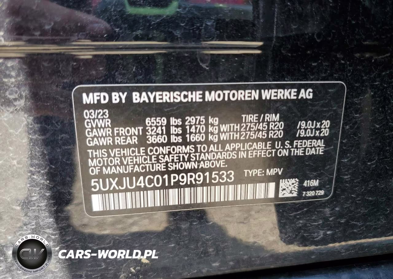 2023 BMW X5 M50I VIN:5UXJU4C01P9R91533 - 13