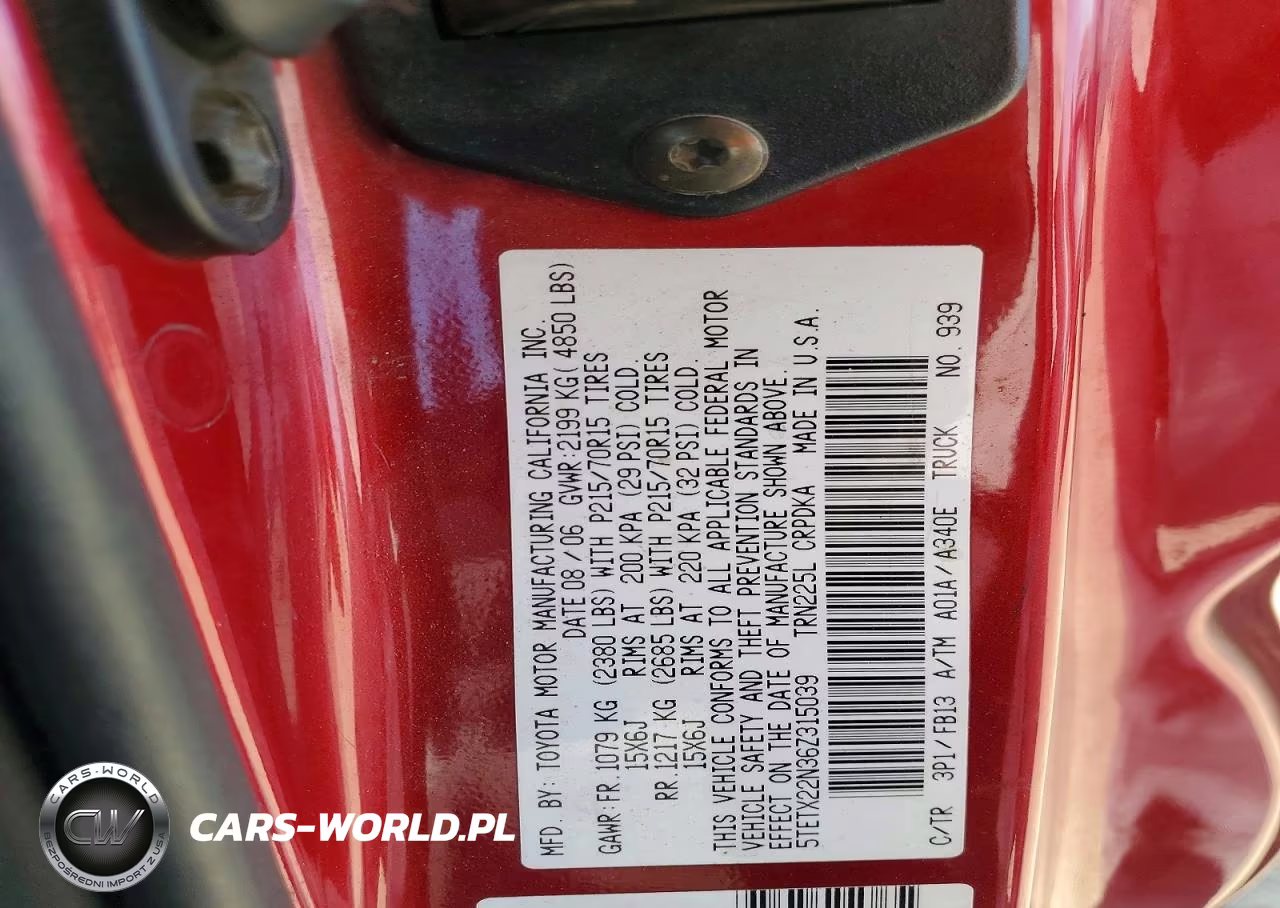 2006 Toyo Unk VIN:5TETX22N36Z315039 - 12