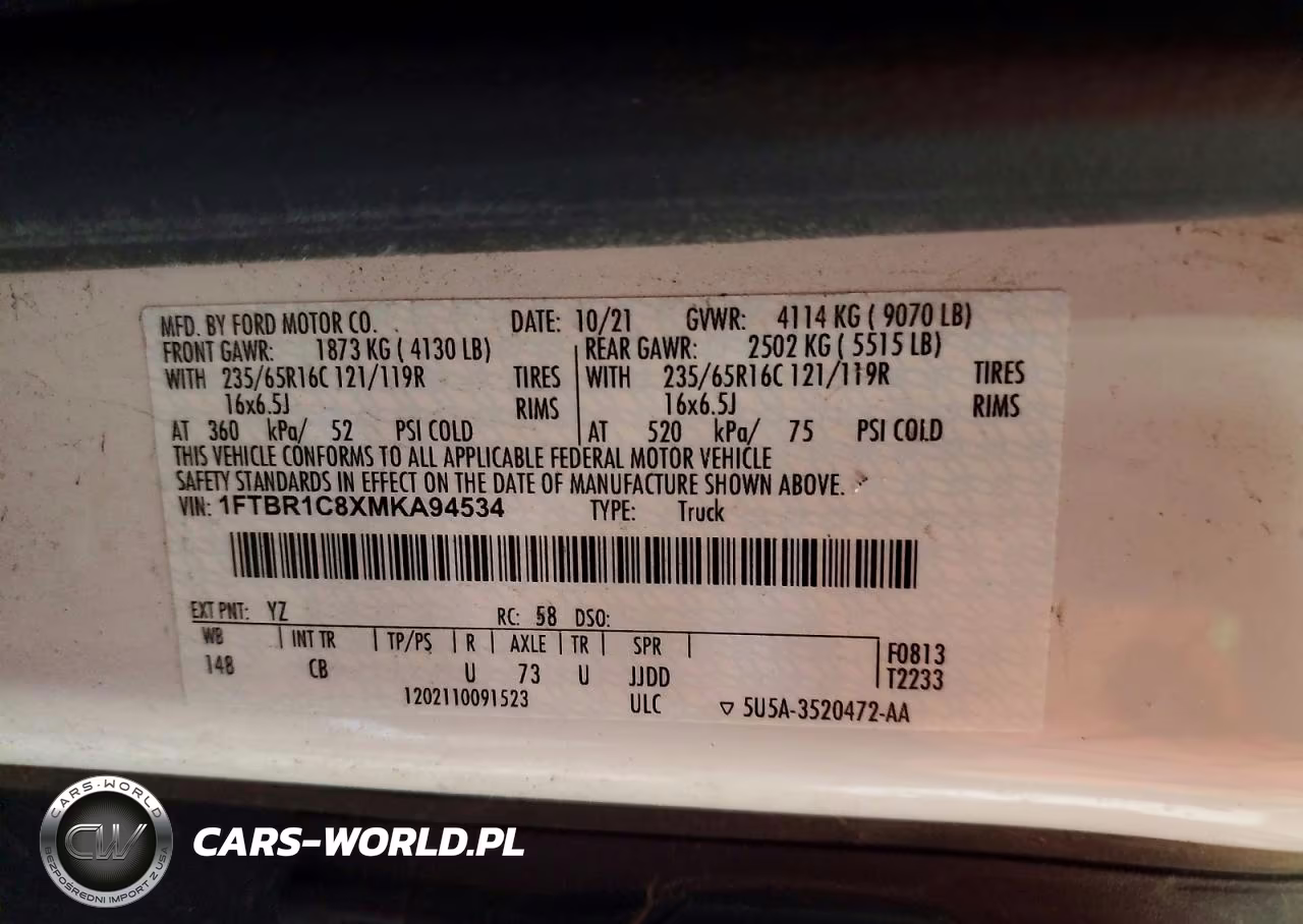 2021 Ford Transit 250 Delivery Van VIN:1FTBR1C8XMKA94534 - 12