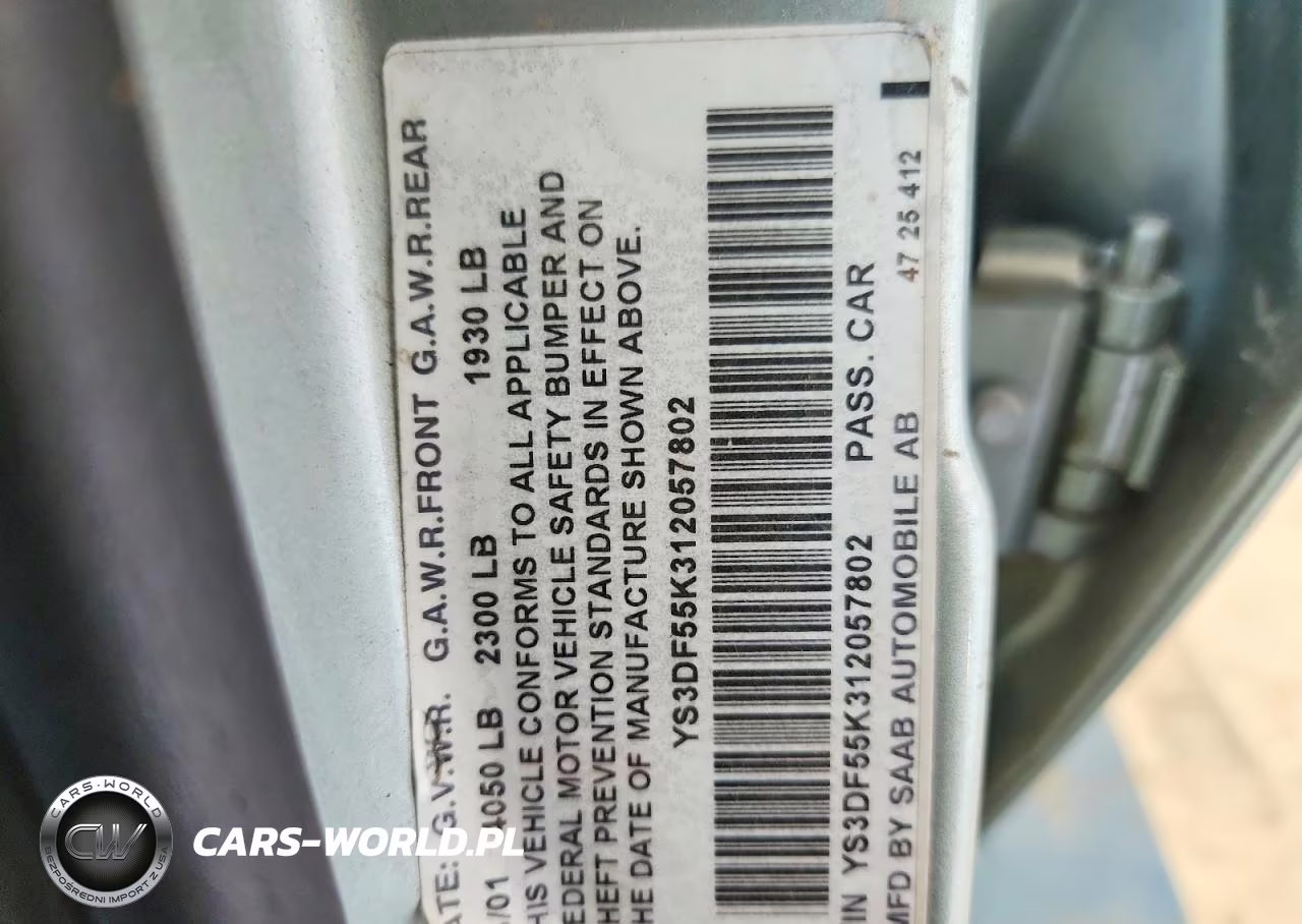 2001 Saab 9-3 Se VIN:YS3DF55K312057802 - 12