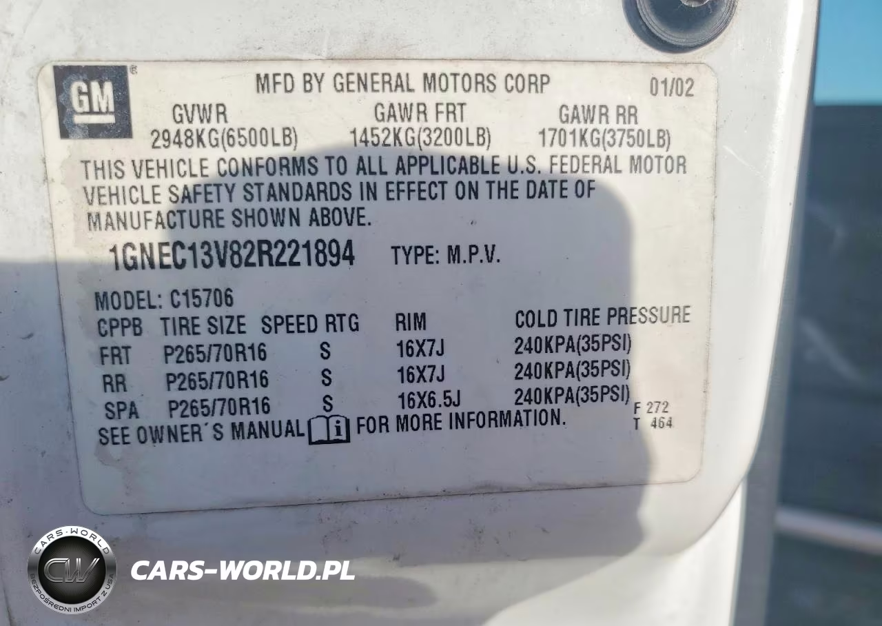 2002 Chevrolet Tahoe C1500 VIN:1GNEC13V82R221894 - 14
