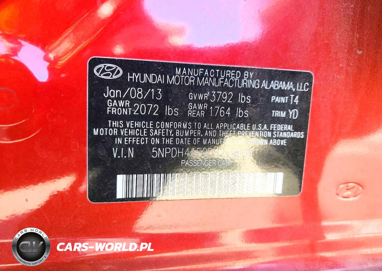 2013 Hyundai Elantra Gls VIN:5NPDH4AE9DH274804 - 13