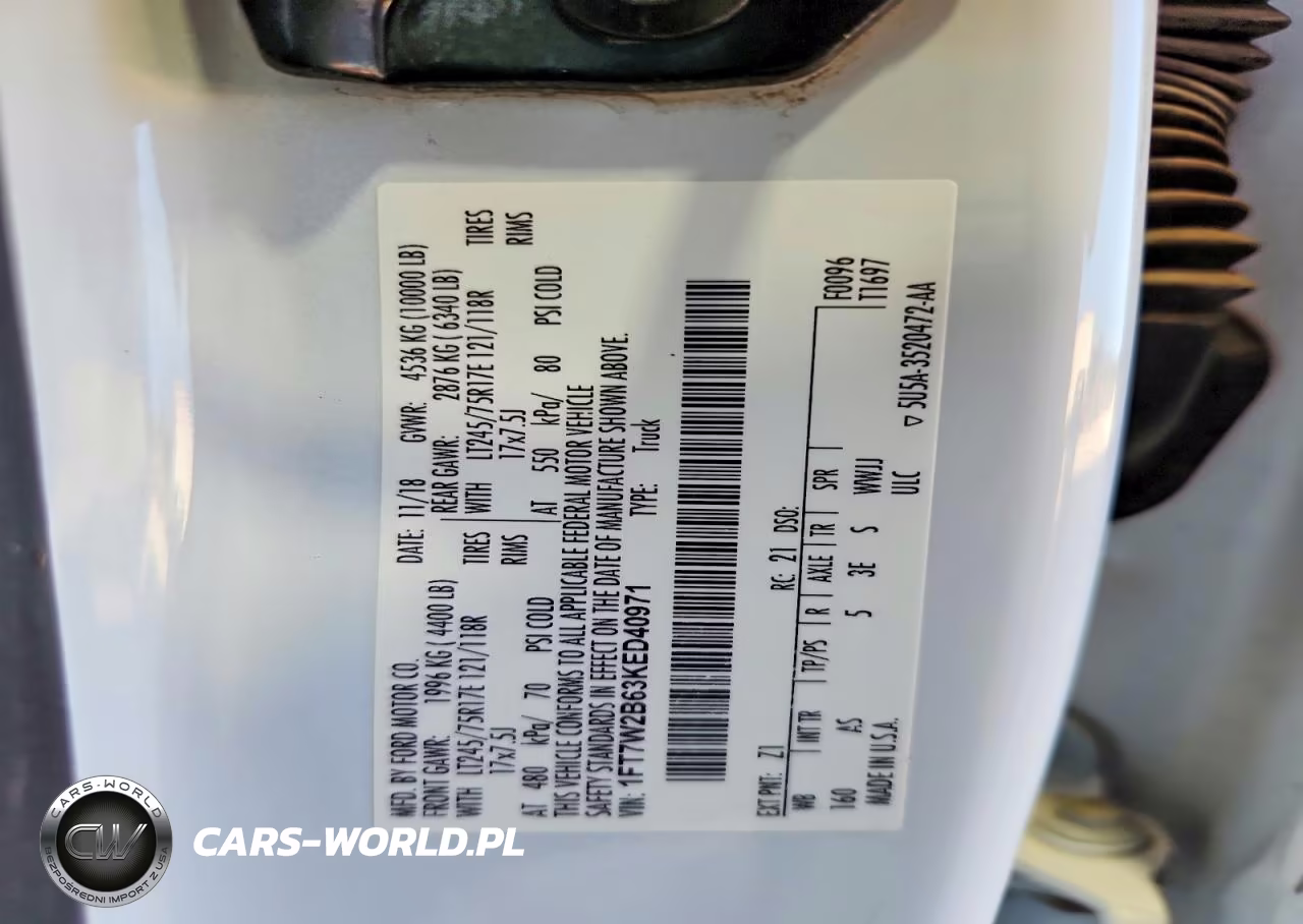 2019 Ford F250 Super Duty VIN:1FT7W2B63KED40971 - 12