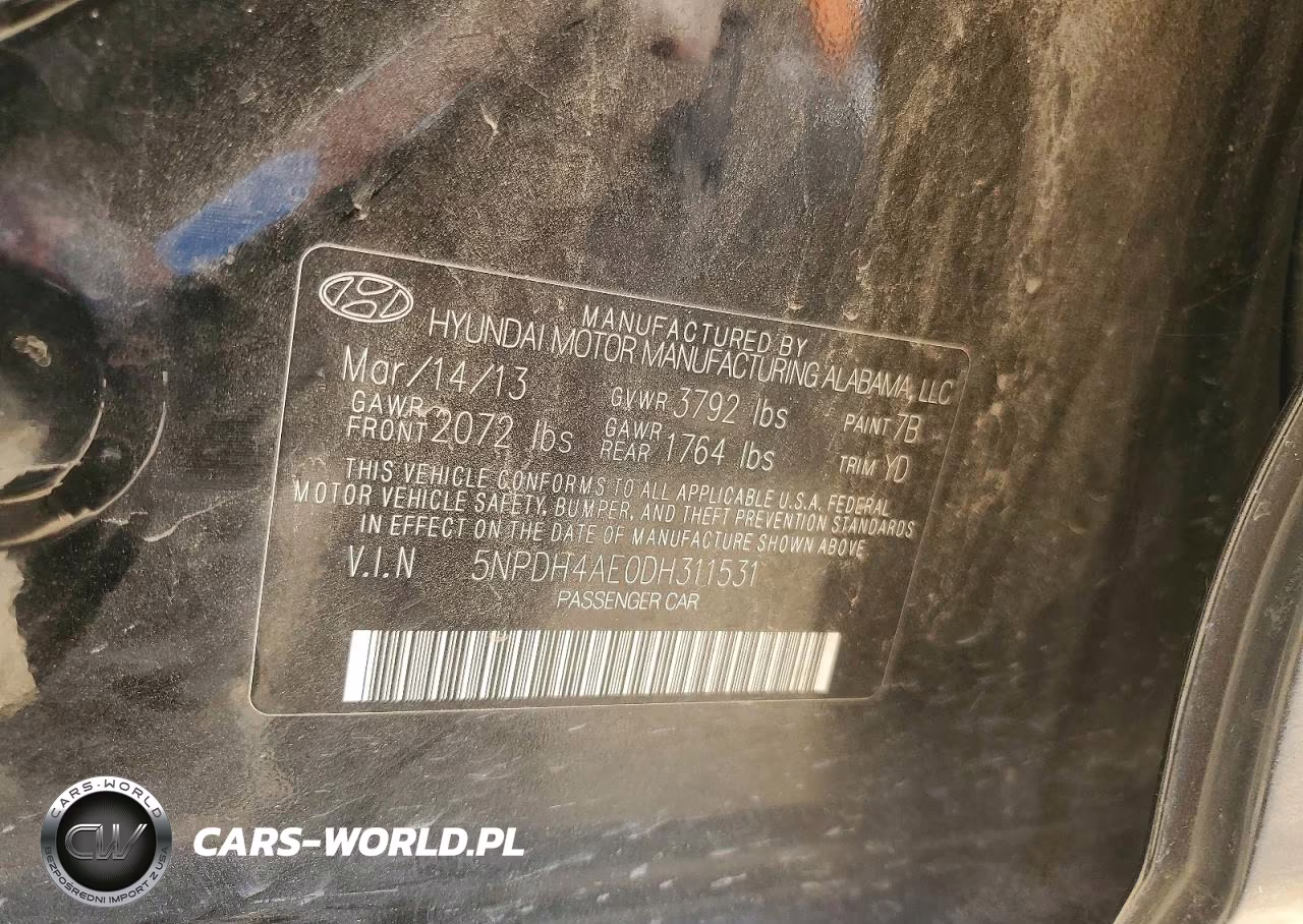 2013 Hyundai Elantra Limited VIN:5NPDH4AE0DH311531 - 12