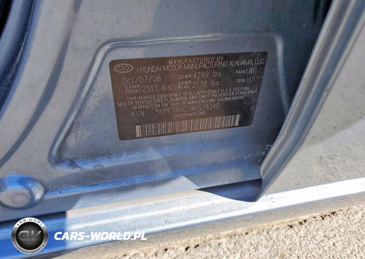 2009 Hyundai Sonata Gls VIN:5NPET46C79H529340 - 12