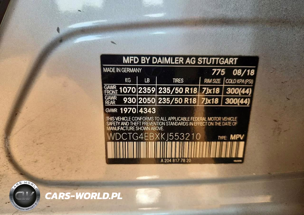 2019 Mercedes-Benz Gla 250 VIN:WDCTG4EBXKJ553210 - 13