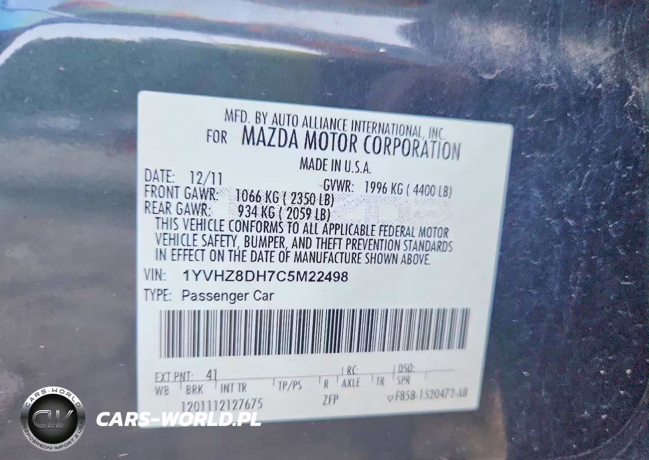 2012 Mazda 6 I VIN:1YVHZ8DH7C5M22498 - 12