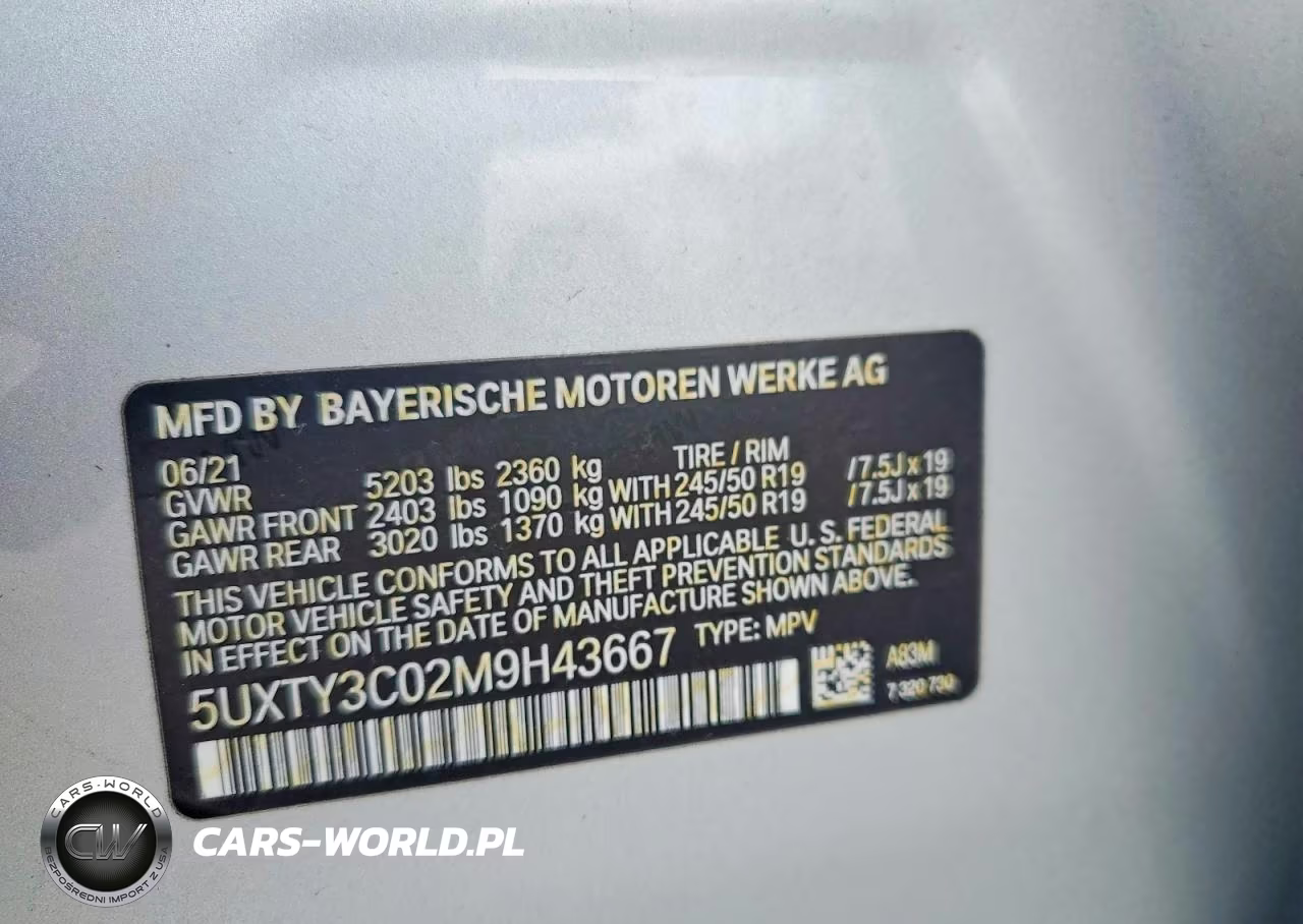2021 BMW X3 Sdrive30I VIN:5UXTY3C02M9H43667 - 13
