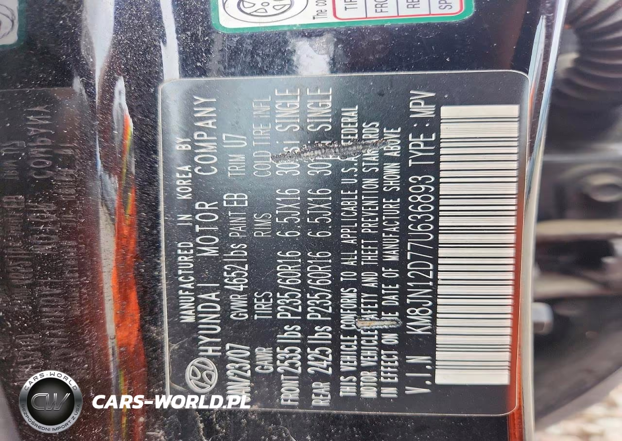 2007 Hyundai Tucson Se VIN:KM8JN12D77U636893 - 13