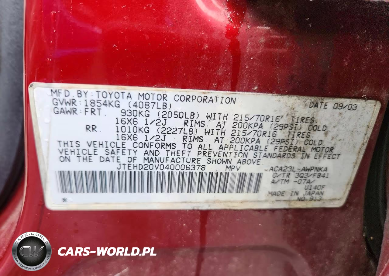 2004 Toyota Rav4 Base VIN:JTEHD20V040006378 - 13