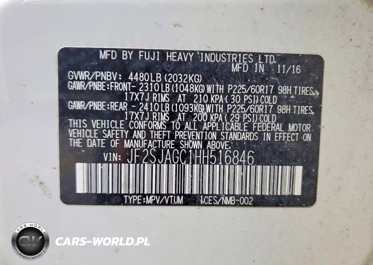 2017 Subaru Forester 2.5I Premium VIN:JF2SJAGC1HH516846 - 13