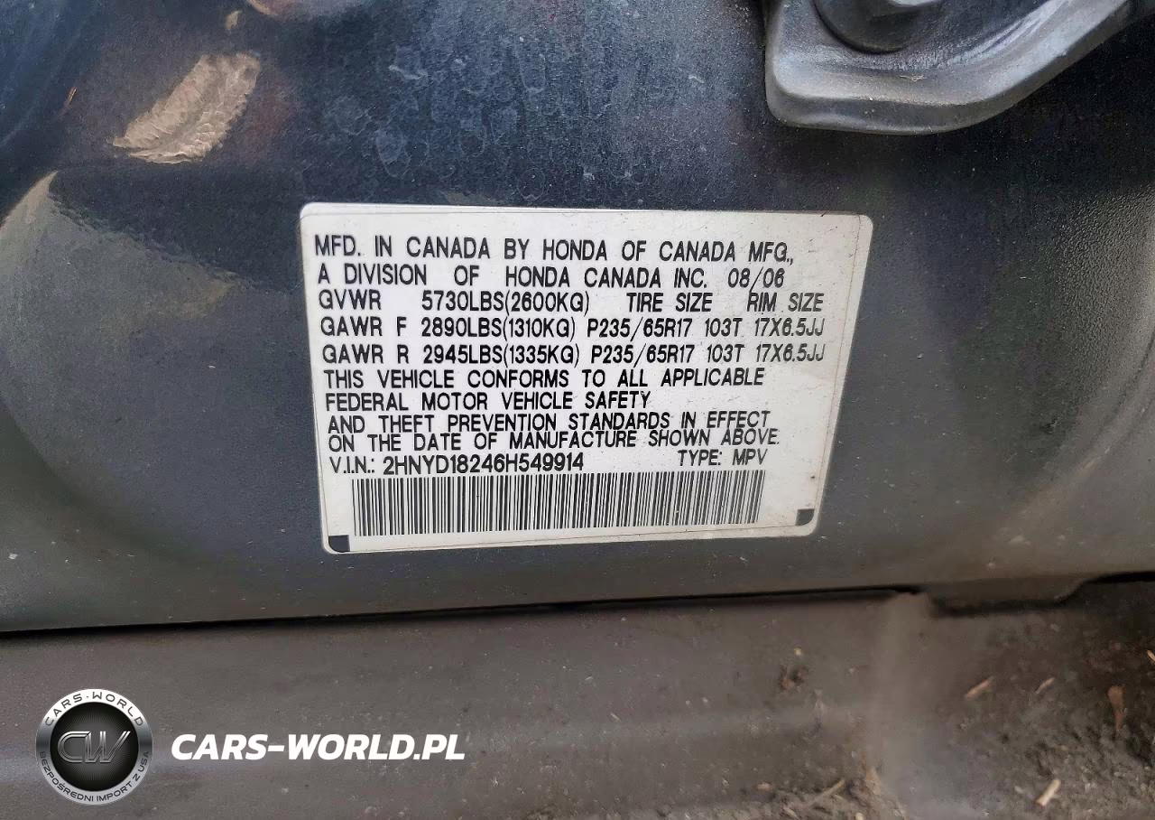 2006 Acura Mdx VIN:2HNYD18246H549914 - 13