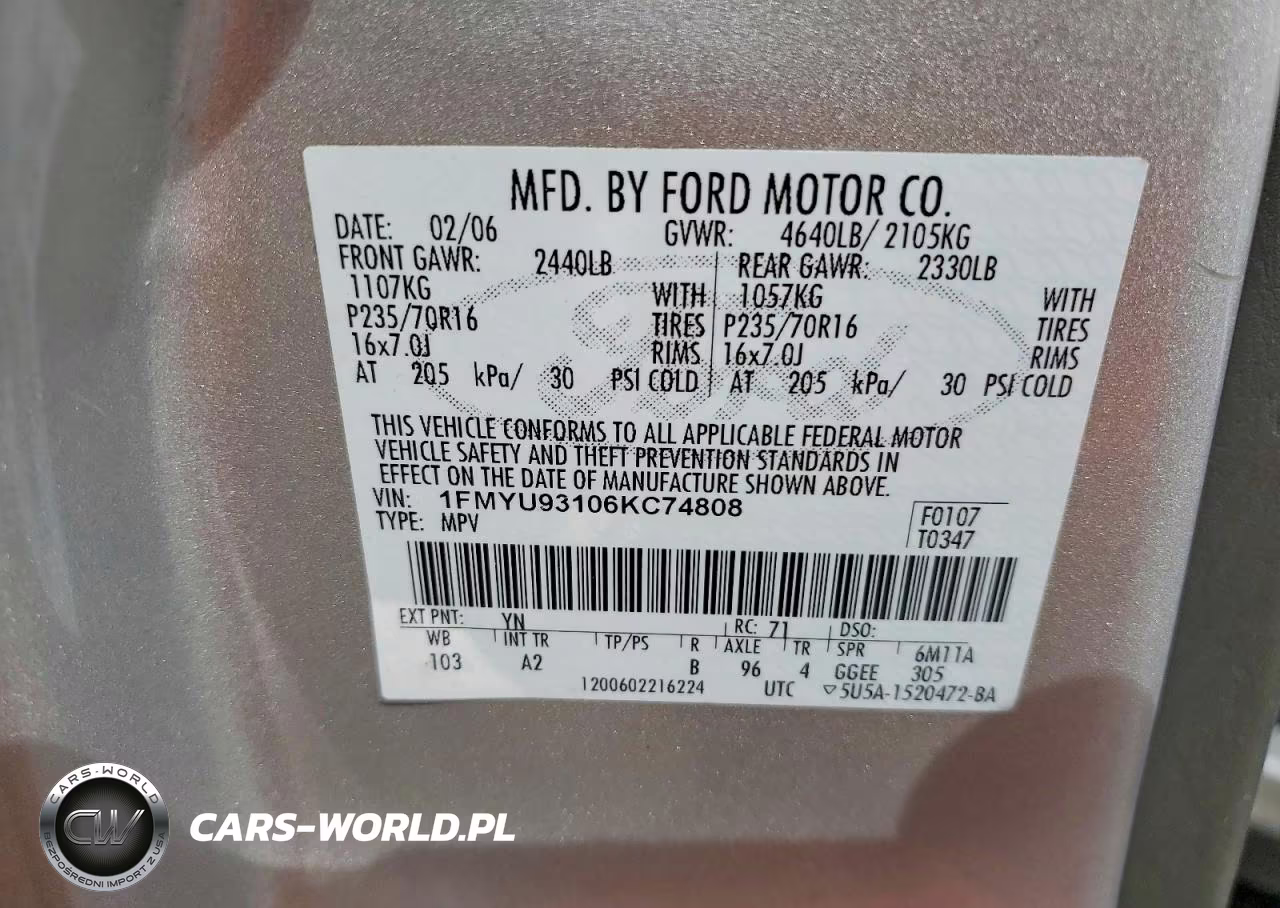 2006 Ford Escape Xlt VIN:1FMYU93106KC74808 - 12