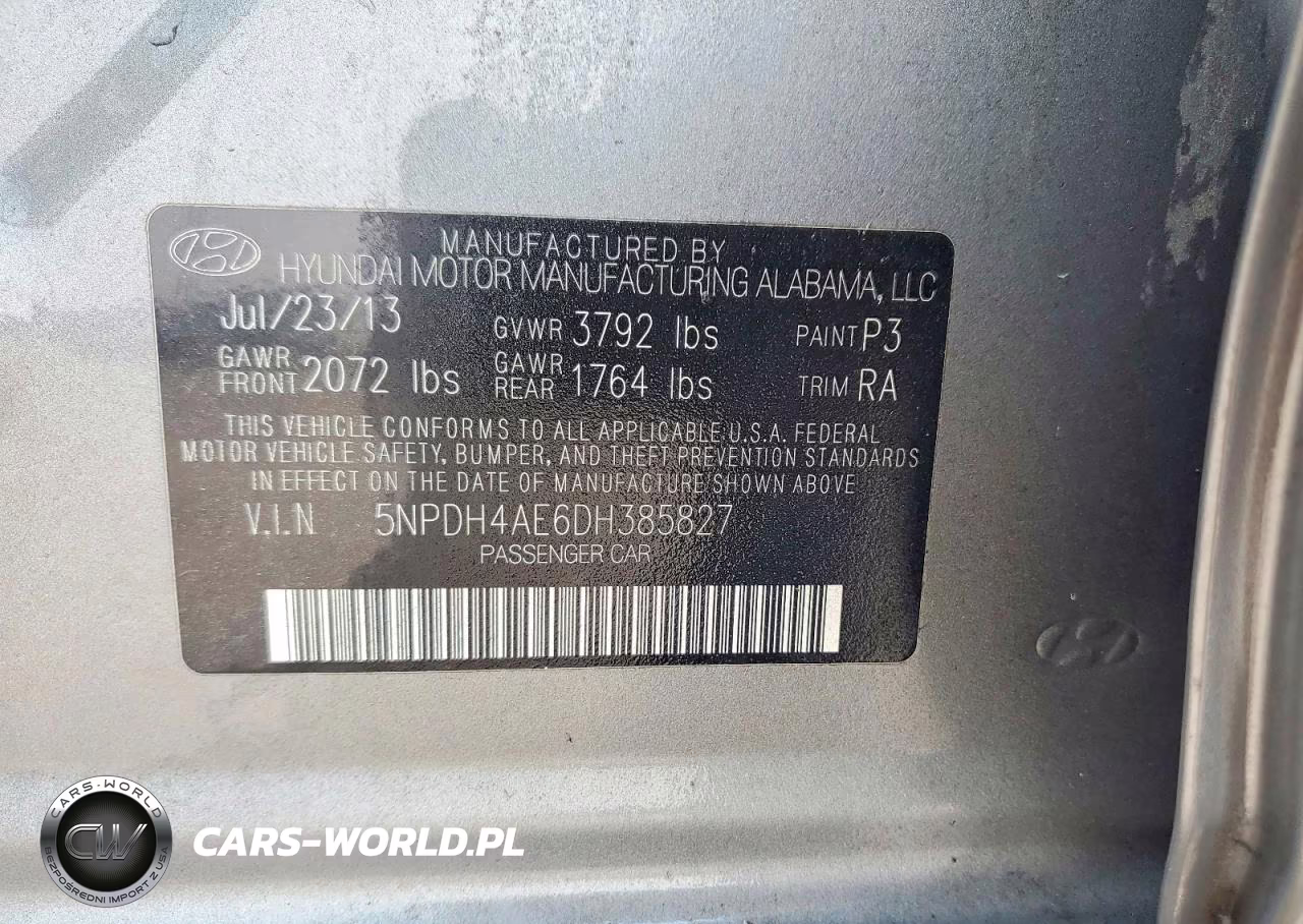 2013 Hyundai Elantra Gls VIN:5NPDH4AE6DH385827 - 12