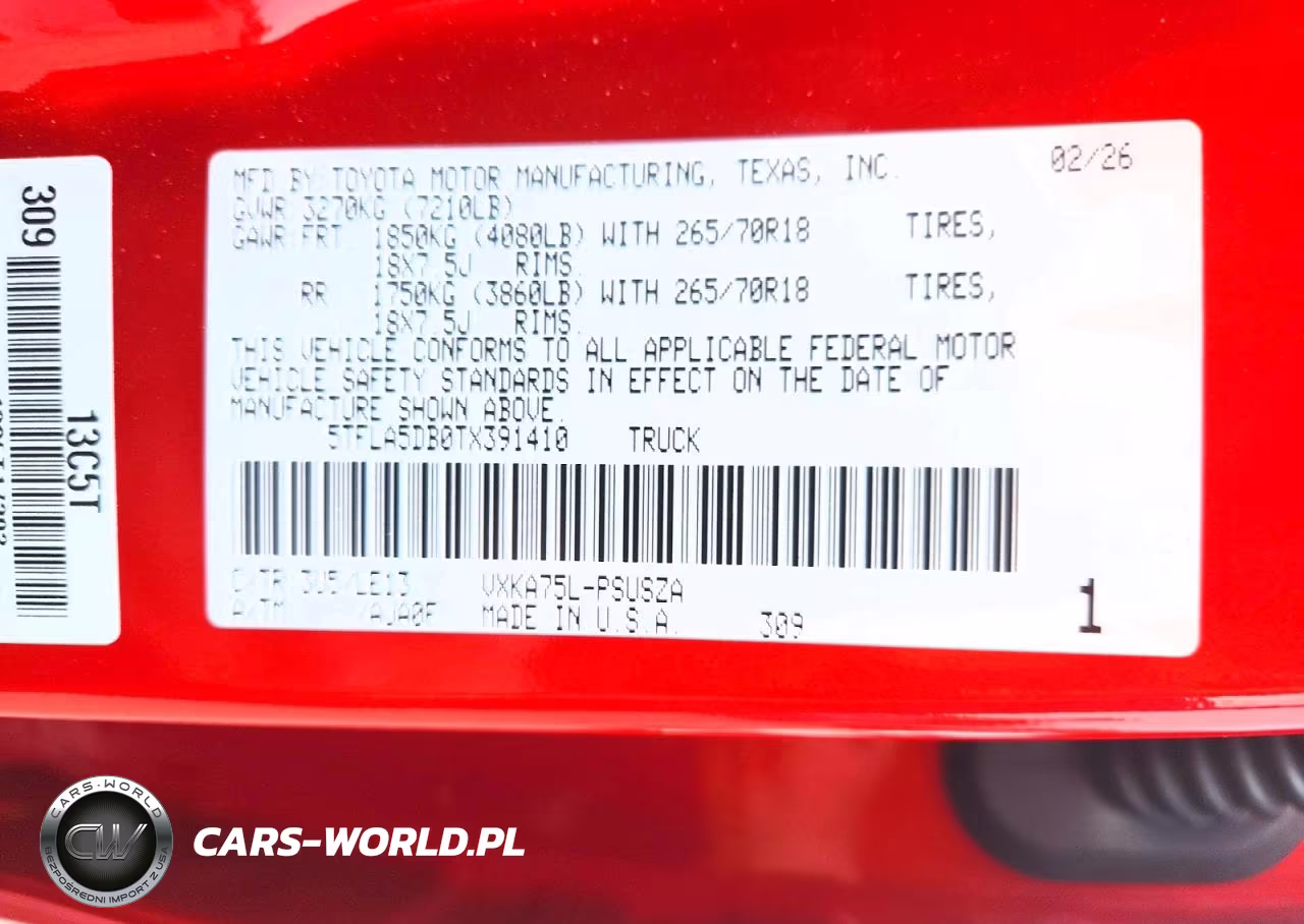 2026 Toyota Tundra Sr5 VIN:5TFLA5DB0TX391410 - 12