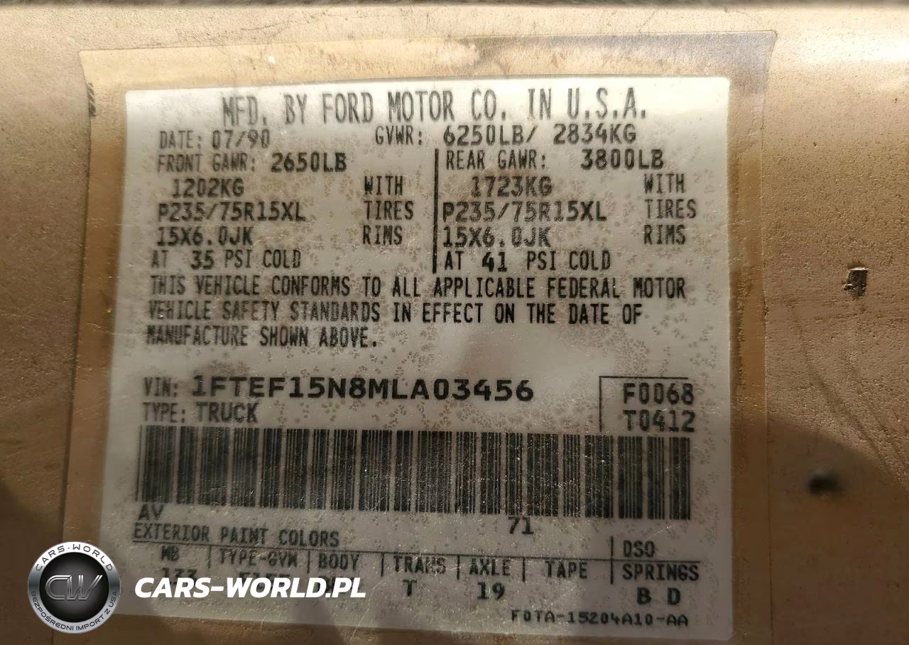 1991 Ford F150 VIN:1FTEF15N8MLA03456 - 12