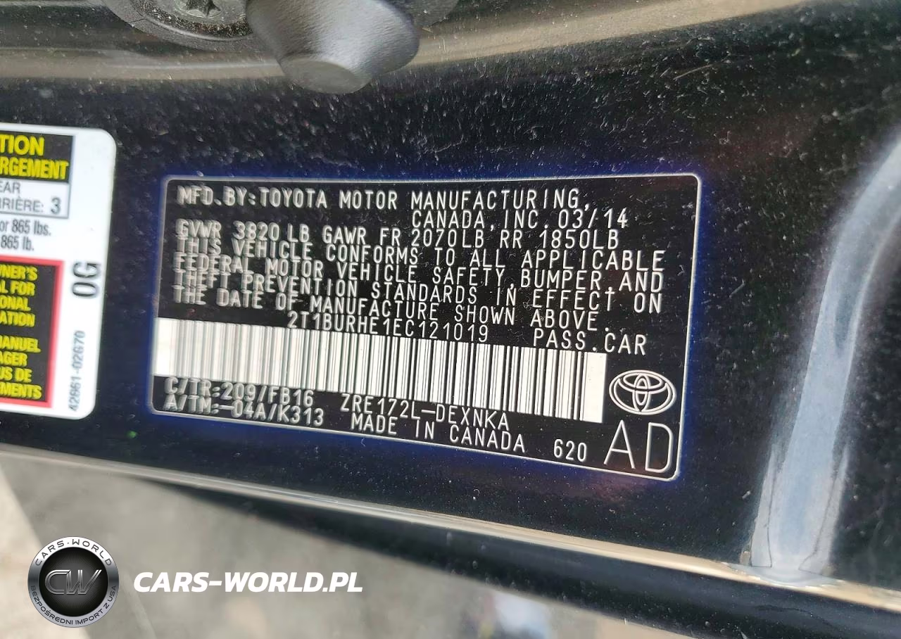 2014 Toyota Corolla Le VIN:2T1BURHE1EC121019 - 12