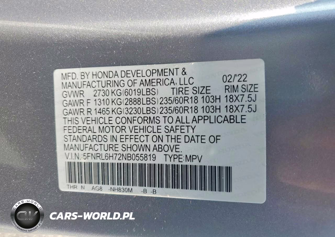 2022 Honda Odyssey Exl VIN:5FNRL6H72NB055819 - 13
