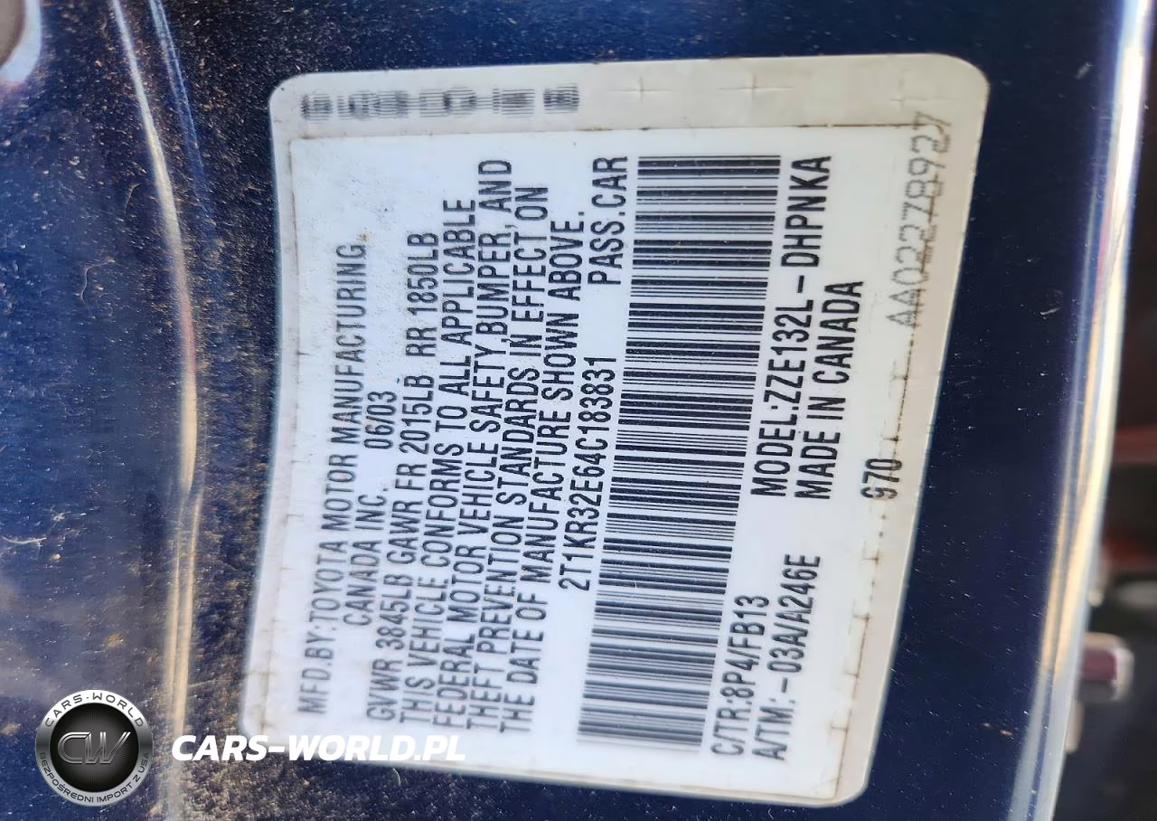 2004 Toyota Matrix Xr VIN:2T1KR32E64C183831 - 12